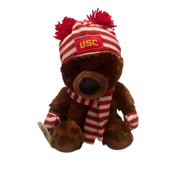 NWT NCAA USC Limited 2023 Mascot Factory Brown Stuffed Teddy Bear Beanie Scarf - Picture 1 of 13